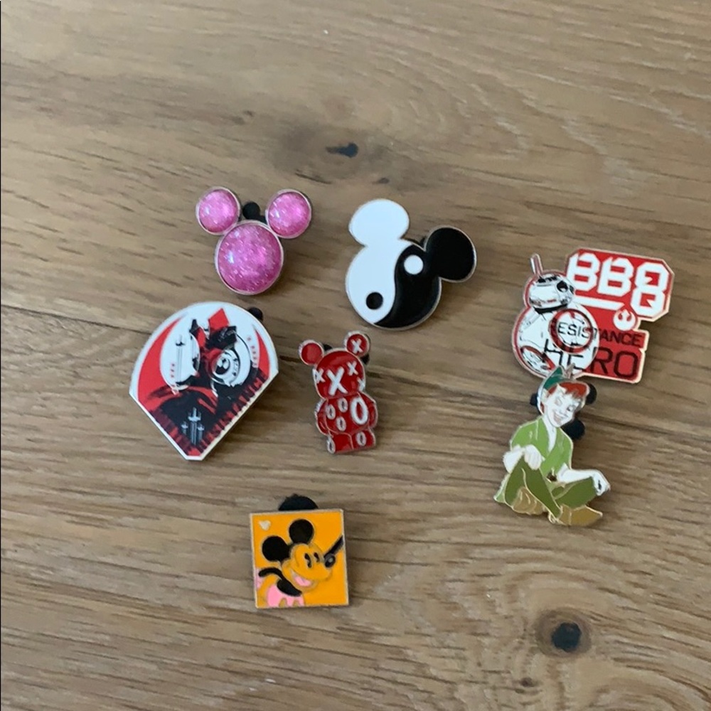 Disney pins (Available for trading or buying)